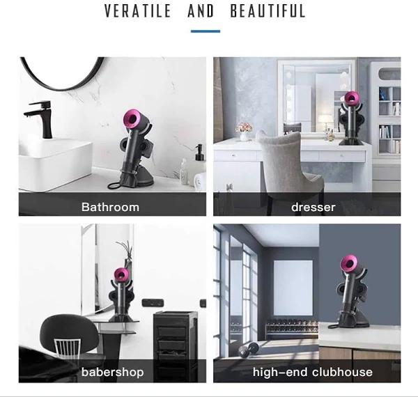 Hair Dryer Stand Hair Dryer Holder Supersonic, Magnetic Stand Holder with Power Plug Cable Organizer, Aluminum Alloy Bracket, Bathroom Organizer