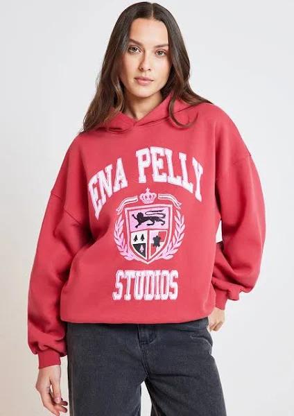 Ena Pelly Brooke Oversized Hoodie in Poppy Red, Size 10 AU