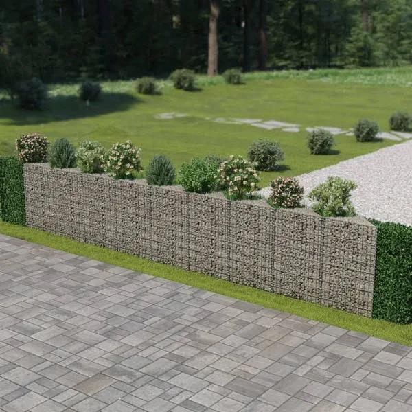 vidaXL Galvanised Steel Gabion Wall - 630 x 30 x 100cm