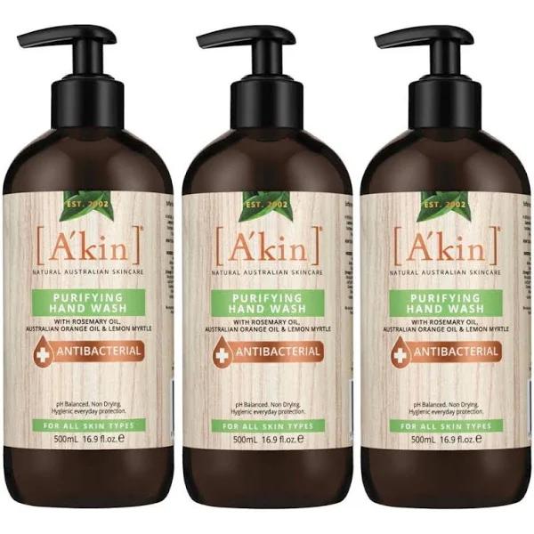 3 x Akin Antibacterial Purifying Hand Wash 500ml