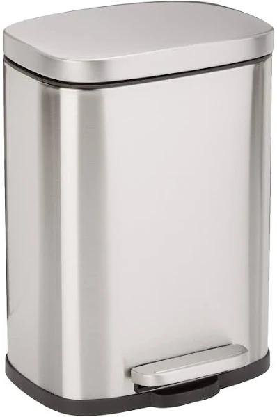 AmazonBasics Stainless Steel Dustbin with Manual Foot Lever - Rectangular, 5L