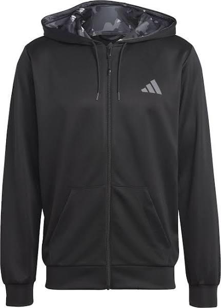 adidas-Train Essentials Seasonal Training Full-Zip Jacket-Men-Black / Grey Five-XL