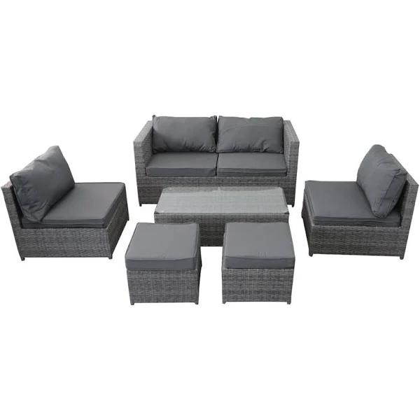 6pc Lounge Set Outdoor Furniture Rattan Wicker Chair Sofa Table Garden Patio - AfterPay & zipPay Available