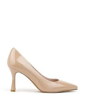 David Jones Edward Meller Amos85 Pump With Louis Heel in Nude Patent, Size 41 EU