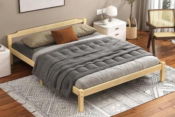 ALFORDSON Bed Frame Wooden Timber Mattress Base Platform Beatrix Oak Queen Size - Earn Everyday Rewards, AfterPay Available