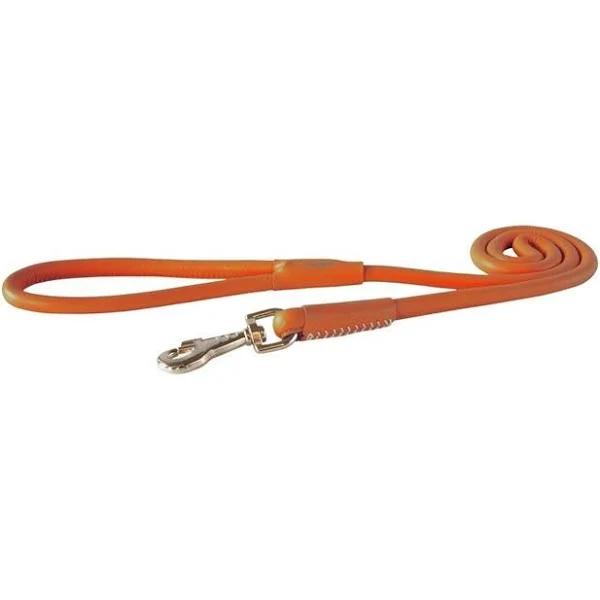 Rogz Leather Round Fixed Lead Orange - Small