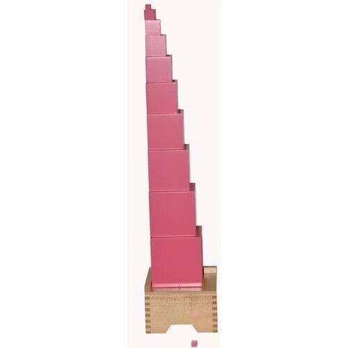 Montessori Wooden Pink Tower Sensorial Educational Toy Homeschool (no