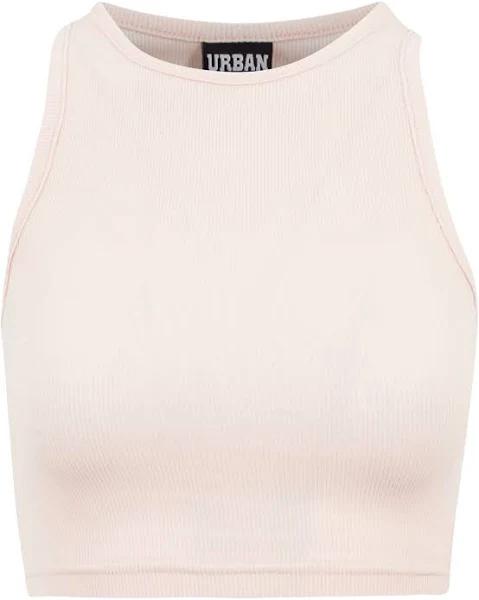 Ladies Cropped Rib Top Pink S