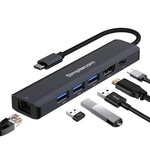 Simplecom CHN560 USB C SuperSpeed 6 in 1 Multiport Adapter Docking Station