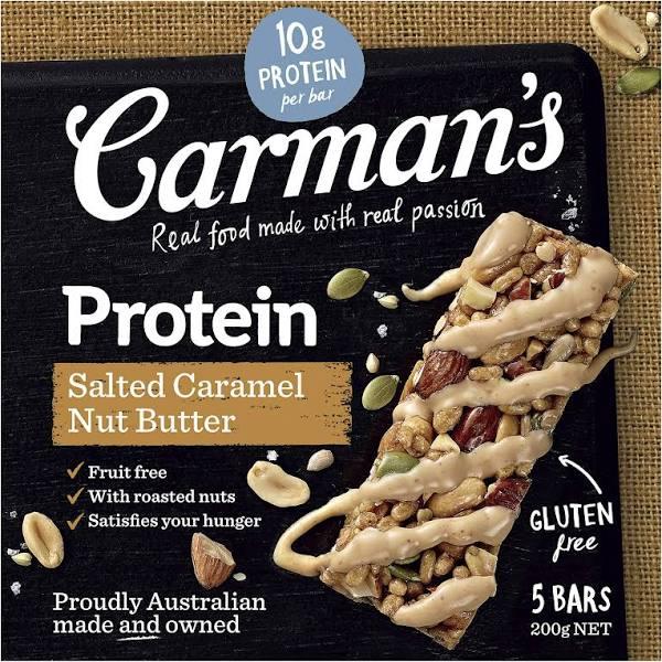 Carman's Salted Caramel Nut Butter Gourmet Protein Bars 5 Pack 200g