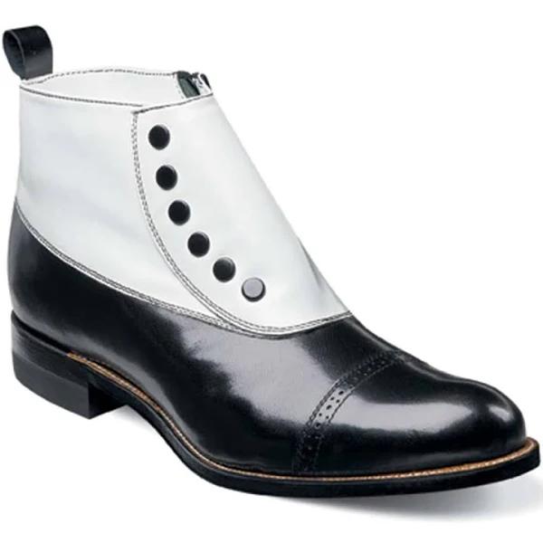 Stacy Adams Madison Black & White Spat Cap Toe Ankle Boot