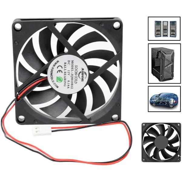 2x Black DC 12V Brushless Silent Computer PC Case Cooling Cooler Fans 80x80x10mm - AfterPay & zipPay Available