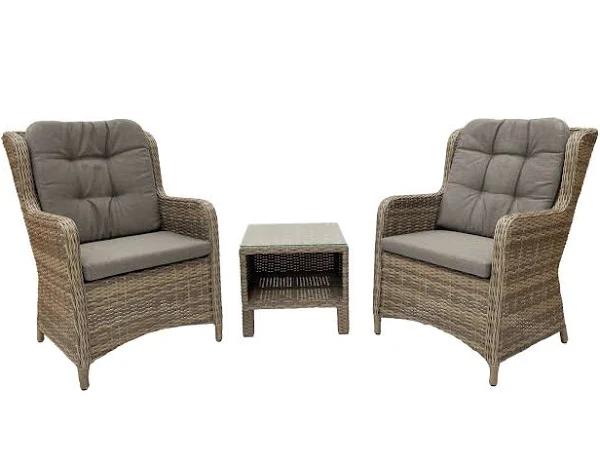 Venice 3-Piece Wicker Outdoor Balcony Setting — Soft Taupe by FurnitureOkay