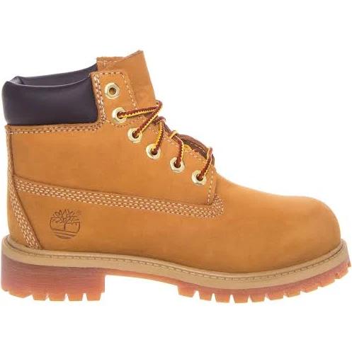 Timberland Kids 6-Inch Premium Waterproof Boots, Yellow (Wheat Nubuck)