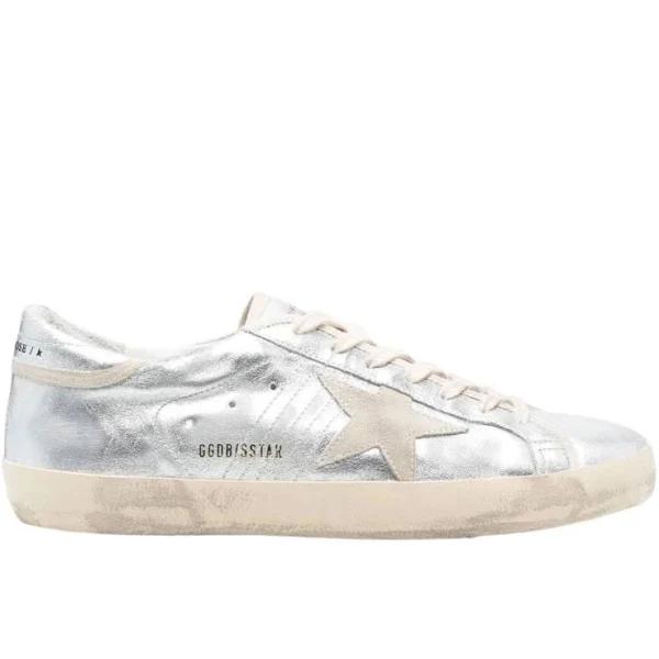 Golden Goose Men's Super-Star Leather Sneakers in Silver/Ivory, Size UK 7 | END. Clothing