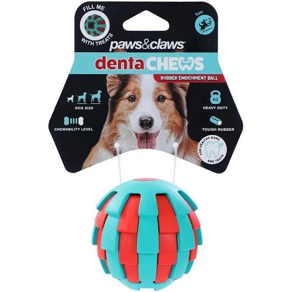 Paws and Claws 6.7x6.5x6.5cm Denta Chews Rubber Enrichment Ball Dog/Pet Toy