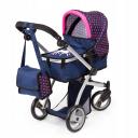 Bayer Milano Doll Pram Mega Set - Dark Blue With Pink Hearts