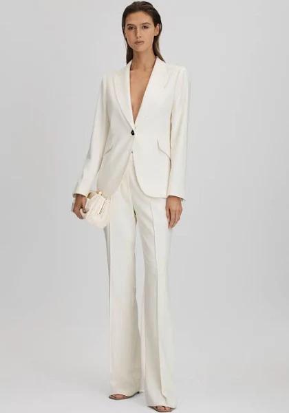 Reiss Millie - Cream Petite Tailored Single Breasted Suit Blazer, 12