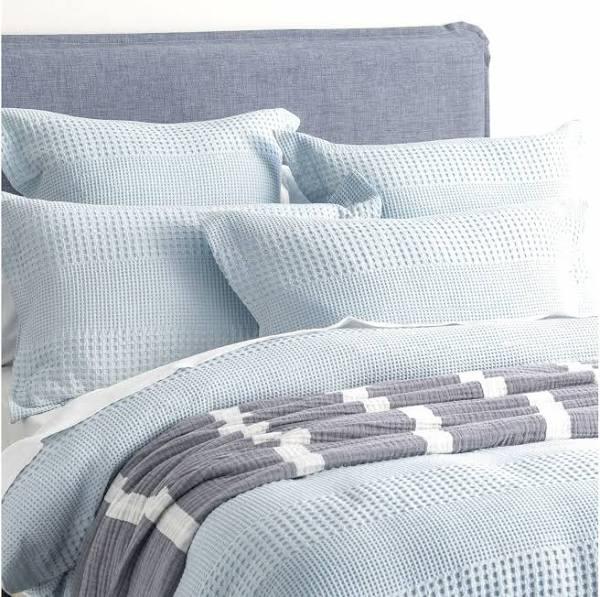 Renee Taylor Elegance Waffle Cotton Jacquard Quilt Cover Set Sky