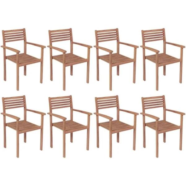 vidaXL Stackable Garden Chairs 8 Pcs Solid Teak Wood