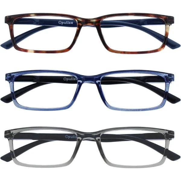 Opulize Sea Glasses Blue Light Filter Narrow Frame Spring Hinges Improve The Sleep Computer Glasses Gaming Anti-Reflective Men B9 +1.50 diopters Brow