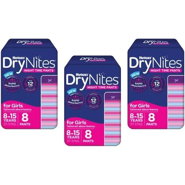 Huggies DryNites 8-15 Years For Girls - Bulk 3x8