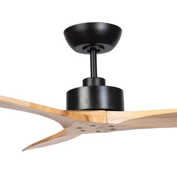 Fanco Wynd 54" DC Ceiling Fan Matte Black With Handcrafted Natural Timber Blades | Fanco | Lighting Illusions