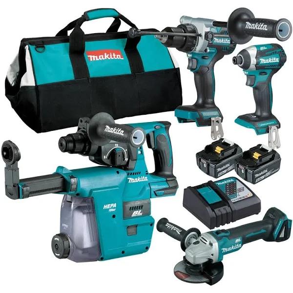 Makita 18V 5.0Ah Brushless 4 Piece Combo Kit - DLX4148TX1