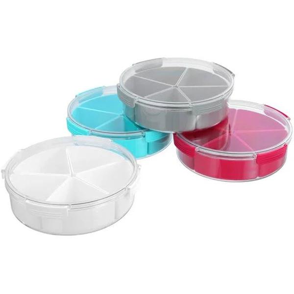 4 x 2.5Lt Round Food Storage Containers w/ 5 Removable Compartments Keeps Fresh - AfterPay & zipPay Available