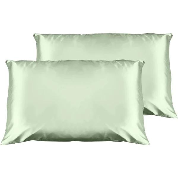 Casa Decor Luxury Satin Pillowcase Twin Pack Size With Gift Box Luxury - Sage Green