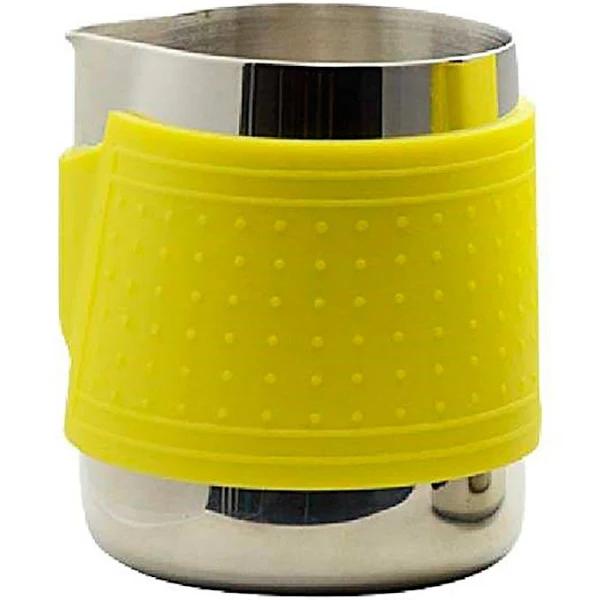 Coffee Culture Milk Jug Stainless Steel w/Yellow Silicone Band 350ml