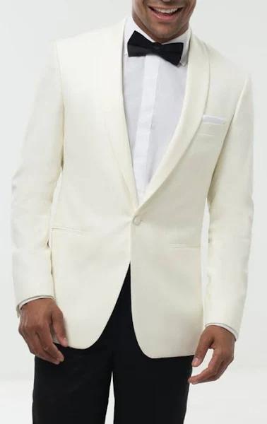 Dobell Mens White Tuxedo Dinner Jacket Regular Fit Notch Lapel Cream 40 Regular