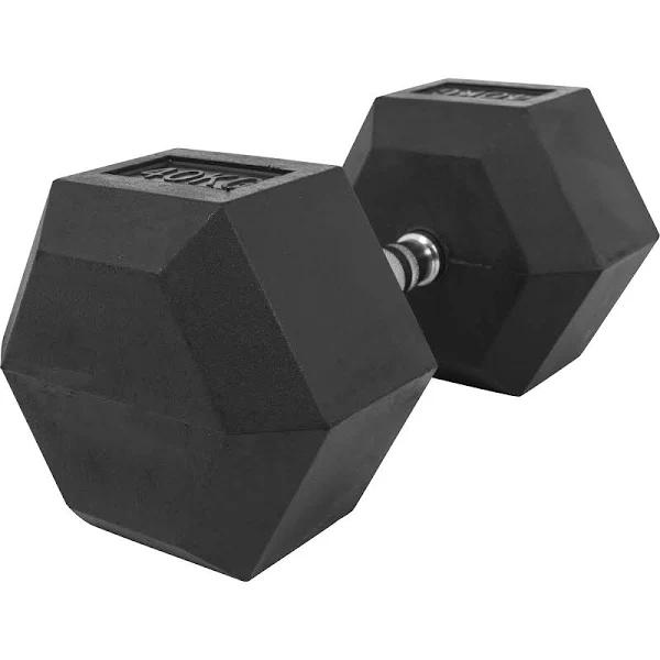 Gorilla Sports Premium Rubber Hex Dumbbell - 40kg