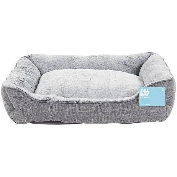 All Day Cosy Cottage Rect Dog Basket Grey L-81x61x18cm