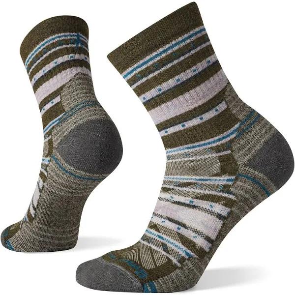 Smartwool Women's Hike Light Cushion Stitch Stripe Mid Crew Socks (M Military Olive)