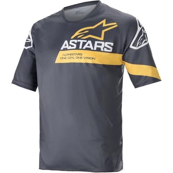 Alpinestars Racer V3 Short Sleeve MTB Jersey - Grey/Yellow - 2XL