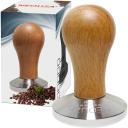 NEOUZA Coffee Machine Espresso Tamper Barista Coffee Powder Bean Press Wooden Handle 304 Stainless Steel Flat Base (58mm)