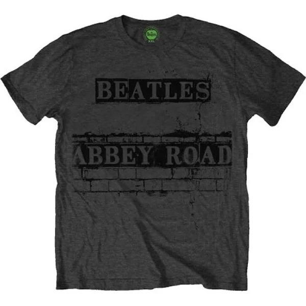 The Beatles Mens Abbey Road Sign Dark Grey Tshirt Ret