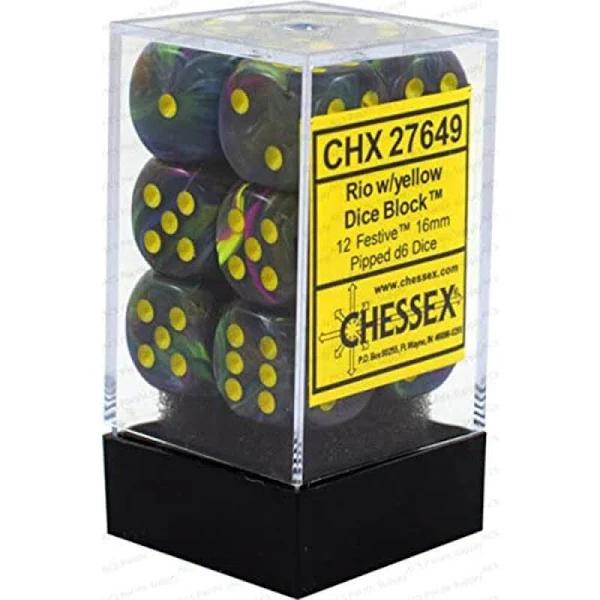 Chessex Festive 16mm D6 Rio/Yellow Block 12