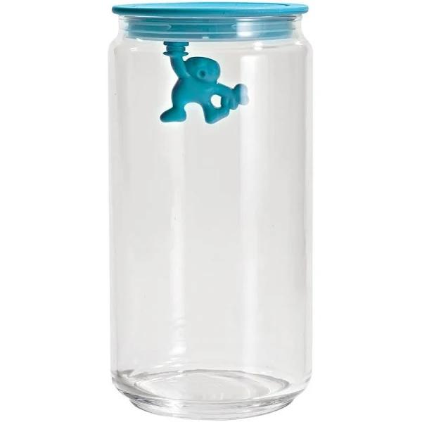 A Di Alessi Gianni Glass Jar, Blue Lid, 140 Cl, (AMDR06 AZ)