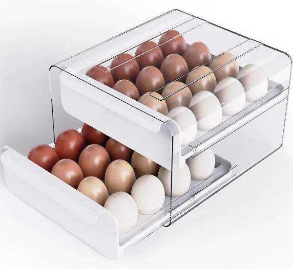 Egg Holder For Refrigerator, Large Capacity Clear Fridge Organizers And Storage, Plastic Egg Storage Container For Refrigerator,stackable Fridge