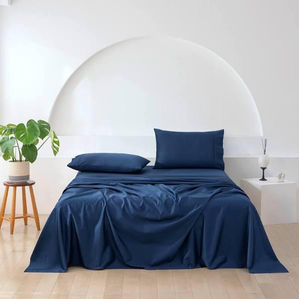 ESSN 500TC Cotton Sateen Sheet Set Navy Single Bed