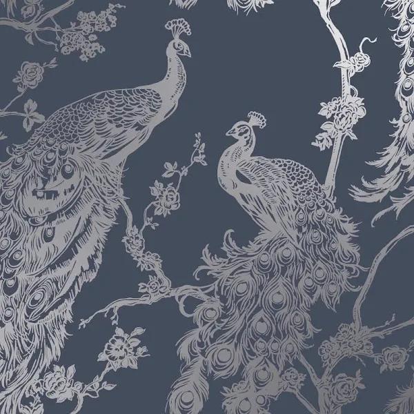 Holden Decor Glistening Peacock Wallpaper Navy Holden 12960