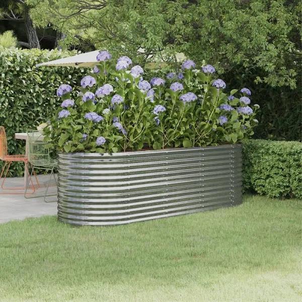 Garden Planter Powder-coated Steel 224x80x68 cm Silver