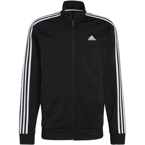 adidas-Essentials Warm-Up 3-Stripes Track Jacket-Men-Black / White-2XL