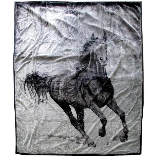 675gsm 2 Ply 3D Print Faux Mink Blanket Queen 200x240 cm Galloping Horse