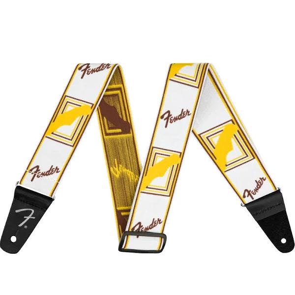 Fender Weighless 2" Monogrammed Strap White/Brown/Yellow