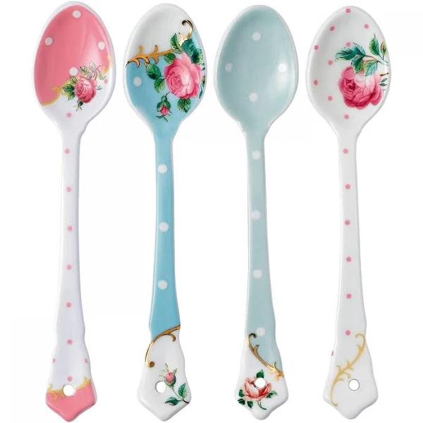 Royal Albert Tea Party Vintage Mix Set of 4 Ceramic Spoons