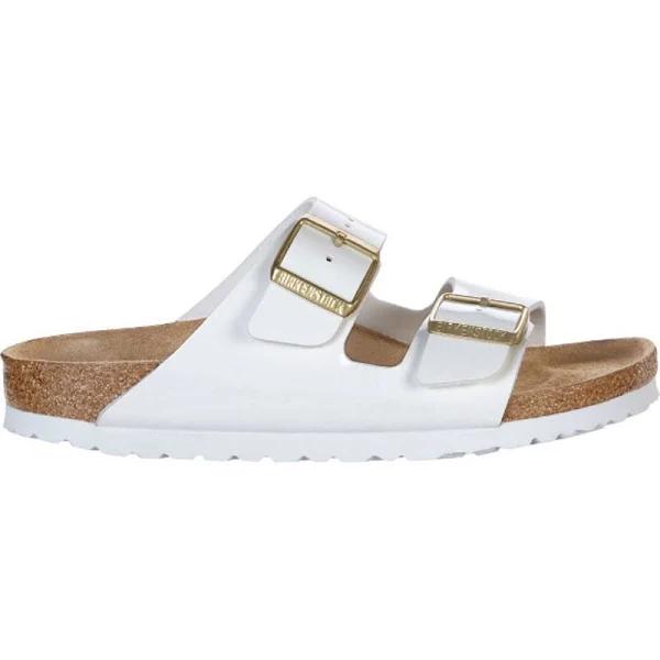 Birkenstock Arizona Birko-Flor White Patent White Sole Sandals