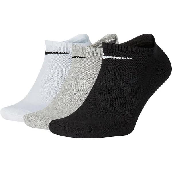 Nike Unisex Everyday Cushion No Show Socks 3 Pack (Black/White) M